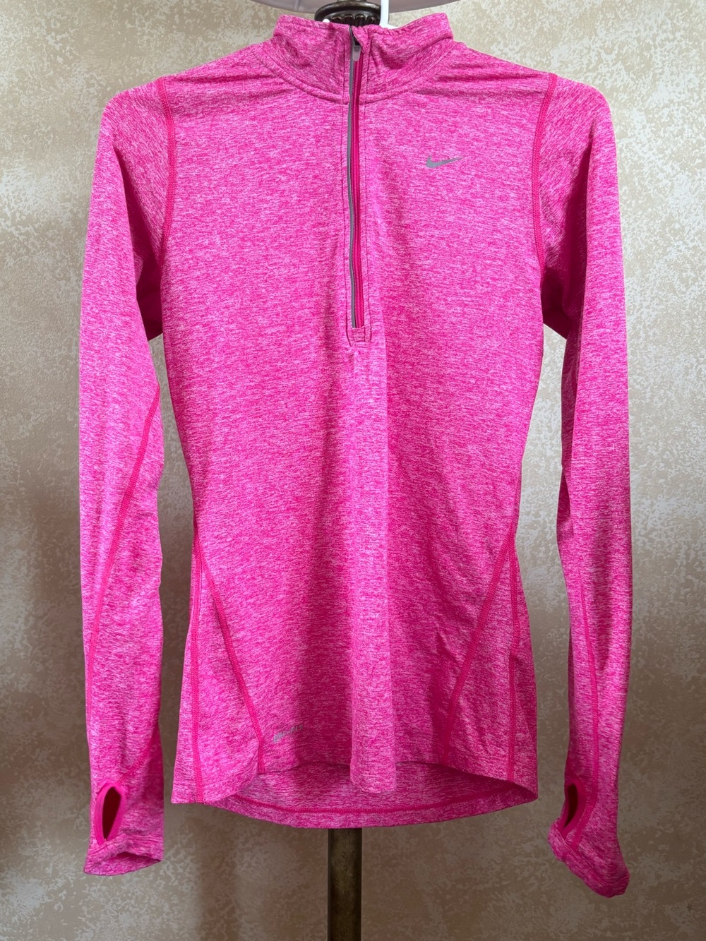 Nike Running Dri-Fit Long Sleeve Half-Zip Pullover in Pink Heather - Size: XS